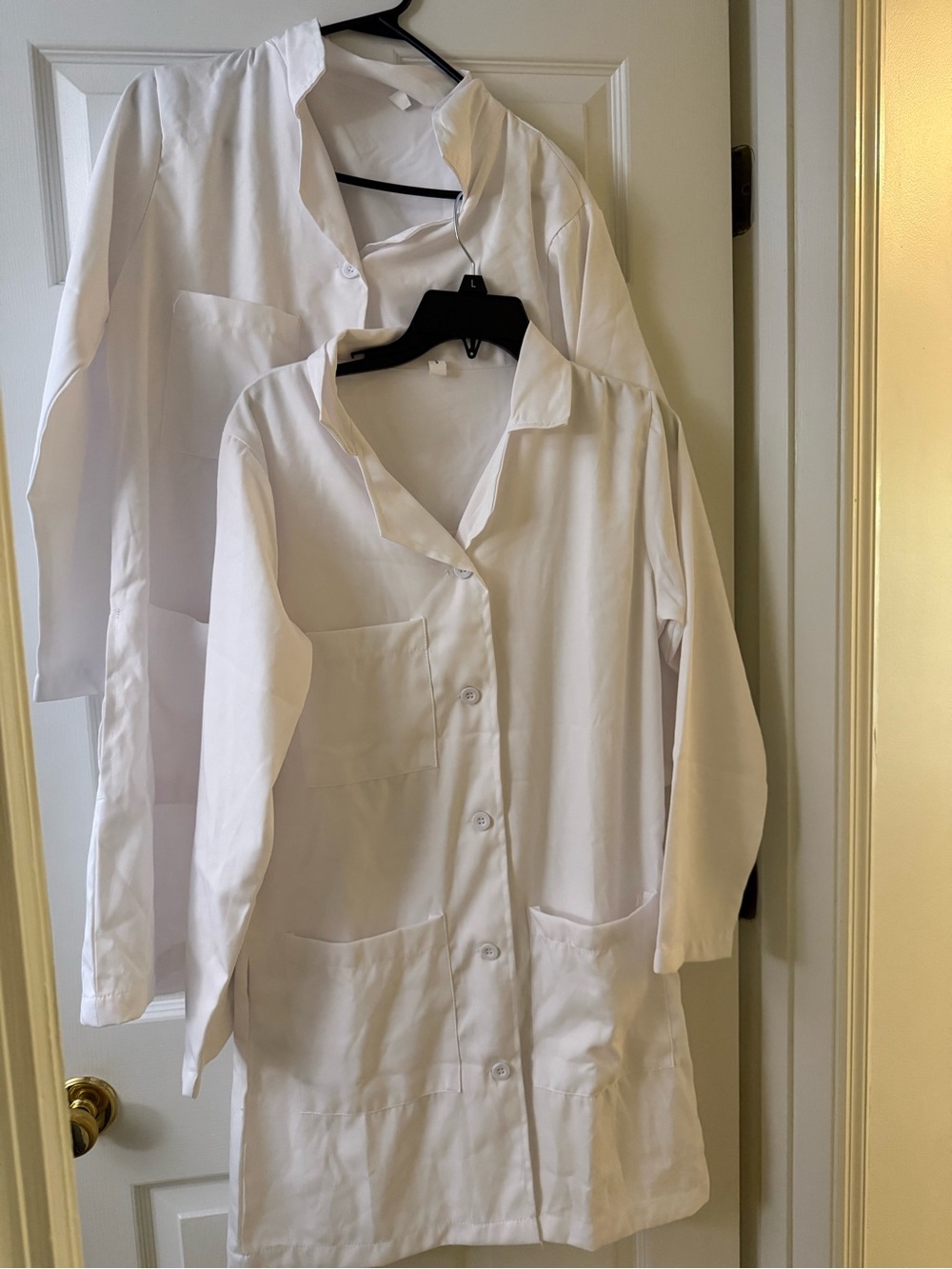 Classic Long White Lab Coat Button-Front